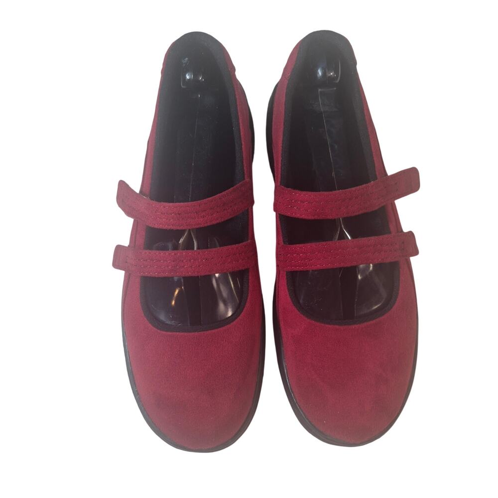 Propet Bilite Women's Red Velour Mary Jane Walker Comfort Shoes Dual Strap 9.5M
